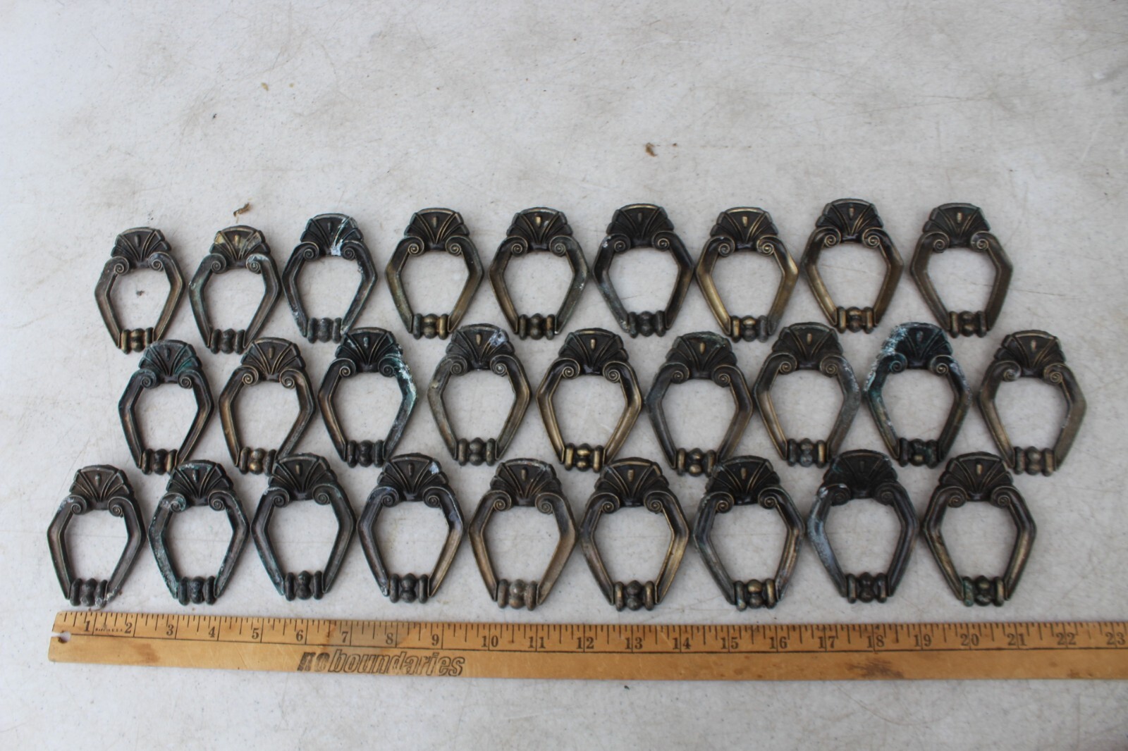 27 LOT VTG Toyo Japan Art Nouveau Art Deco Bronze Cabinet Drawer Pulls Handles