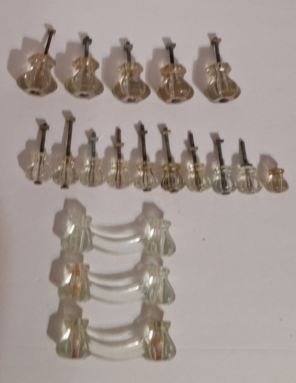 18 Assorted Glass Cabinet Knobs Drawer Pulls Antique Architectural Salvage