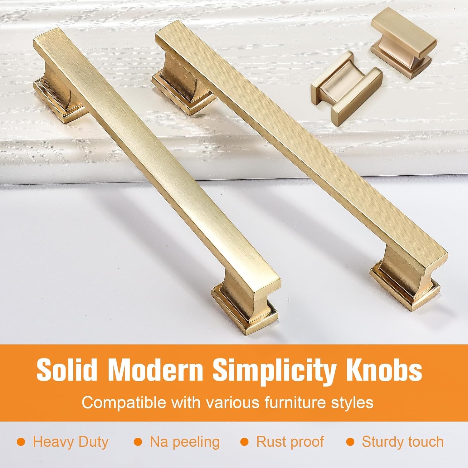 VEHCIL 20 Pack Brushed Gold Square Cabinet Pulls, 5 Inch Hole Centers