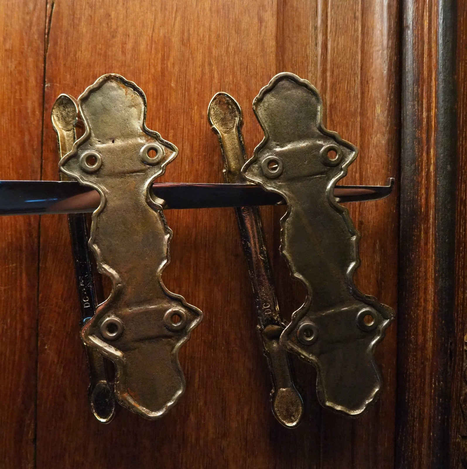 Antique French Lot of 4 Gothic brass look Coffin Handles