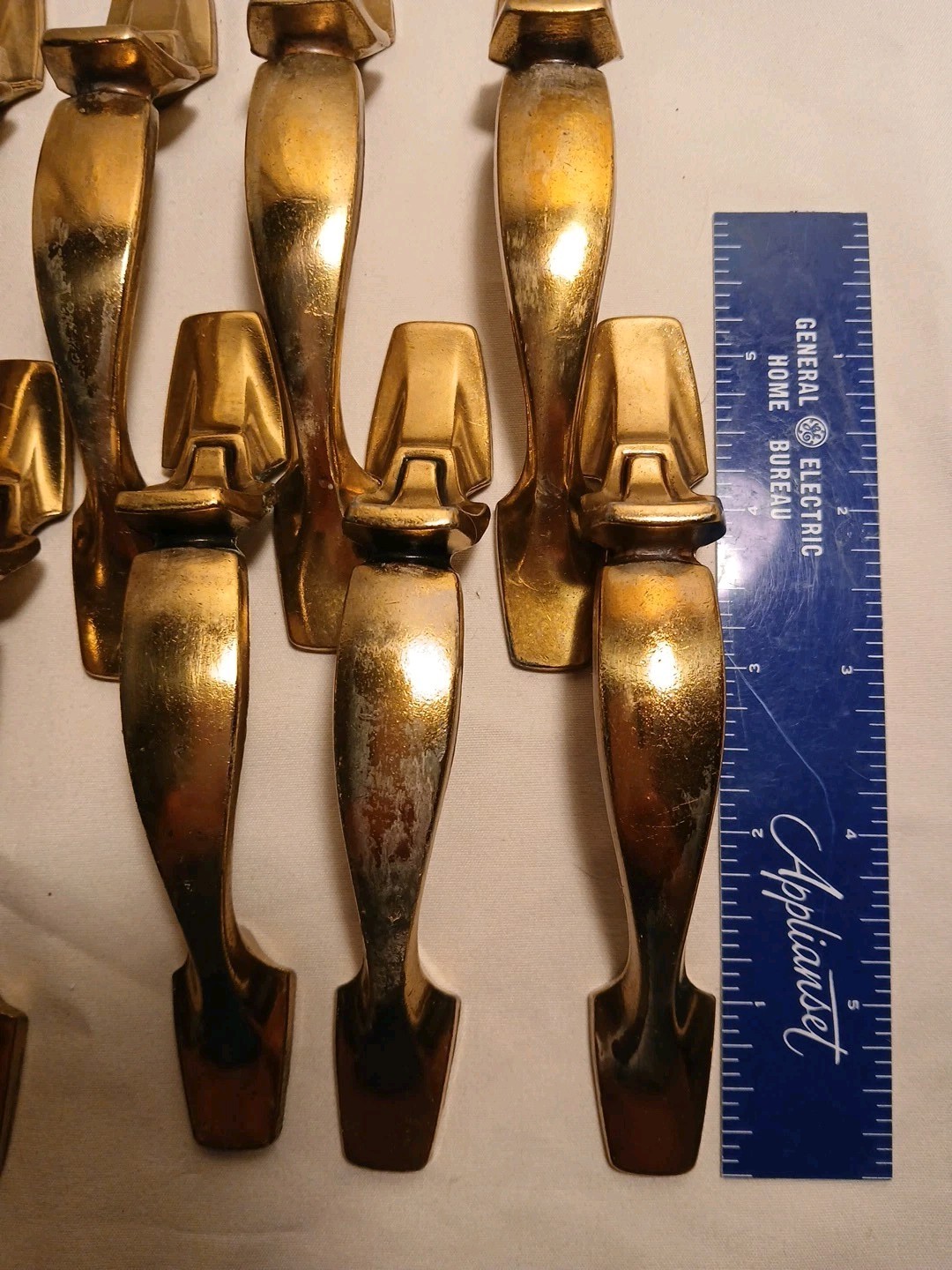 16 Keller Brass Co Vtg MCM Brass Cupboard Cabinet Pull Handles 5-1/4″ W/SCREWS
