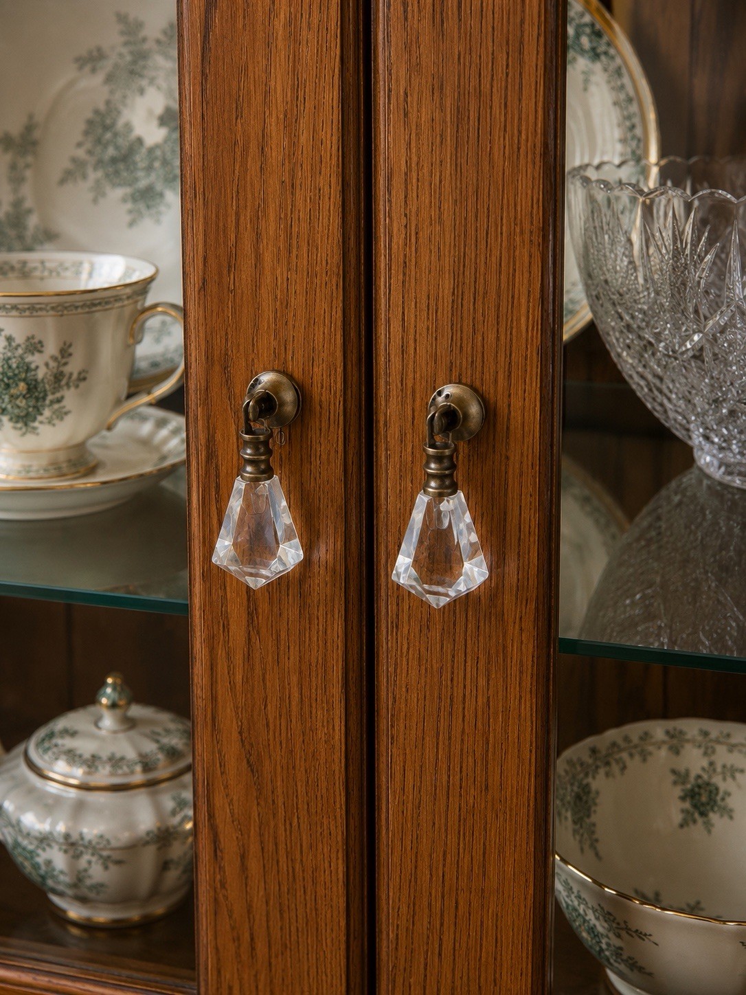 Antique Brass Drawer Pulls Handles Teardrop Glass Kitchen Cabinet Knobs Vintage