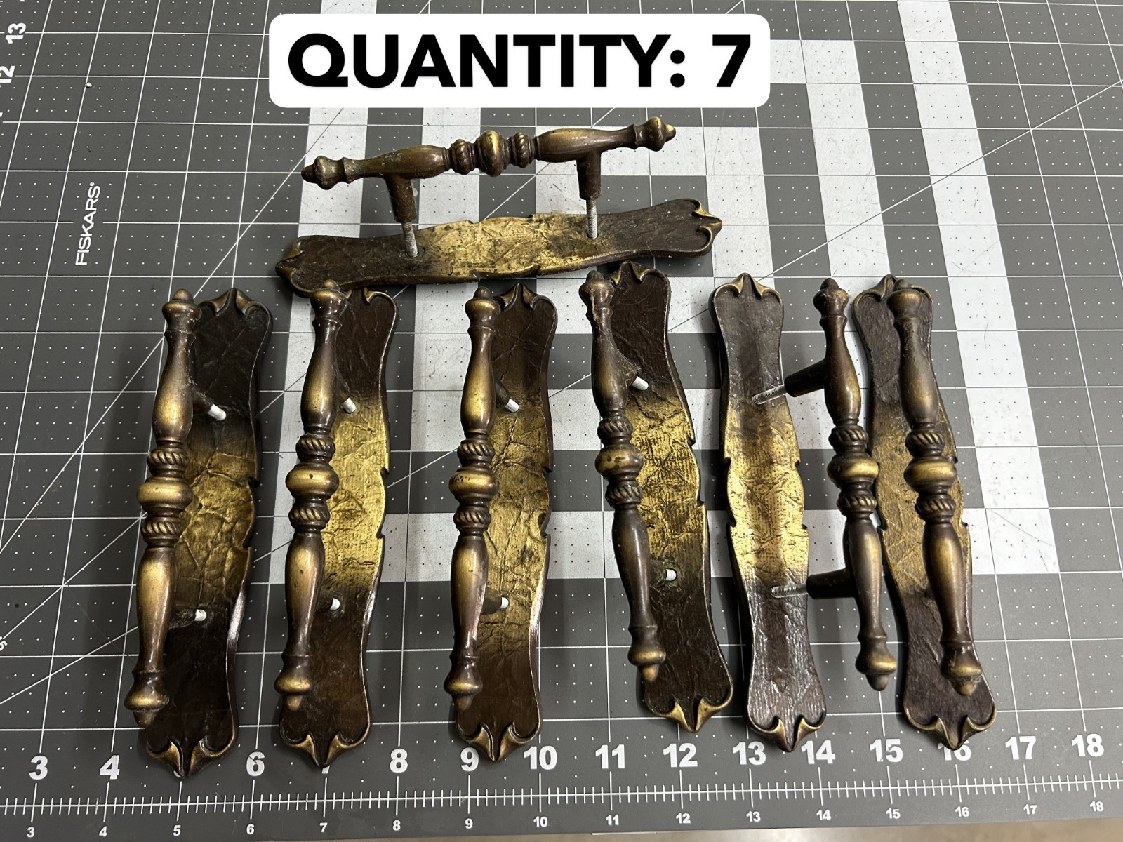 USED 7-PACK LOT VINTAGE AMEROCK CARRIAGE HOUSE PULL + BACKPLATE BP-177C-AE