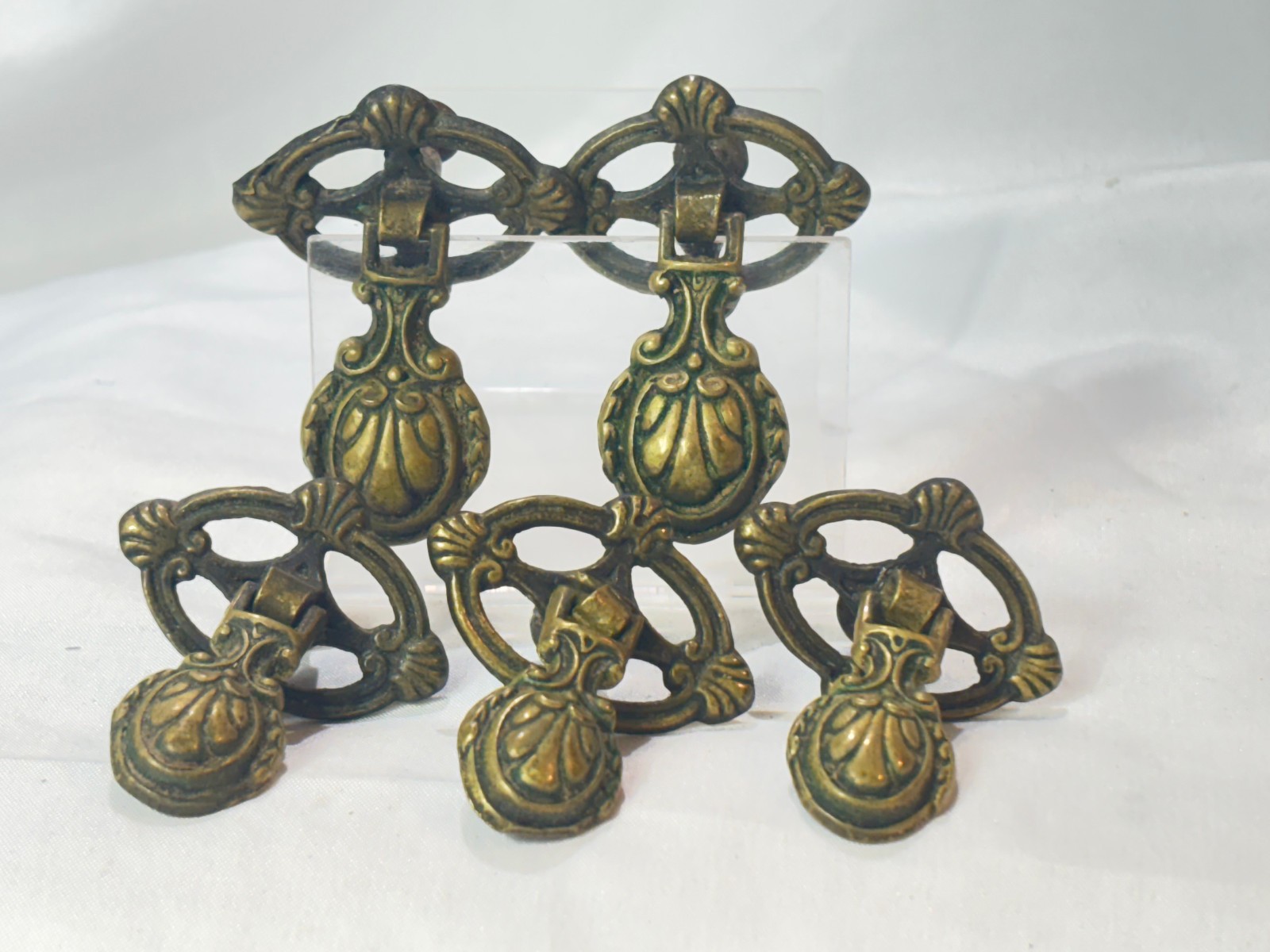 Antique Keeler Brass Co Brass Drawer Pulls/ Drop Handles KBC G205 Lot of 5
