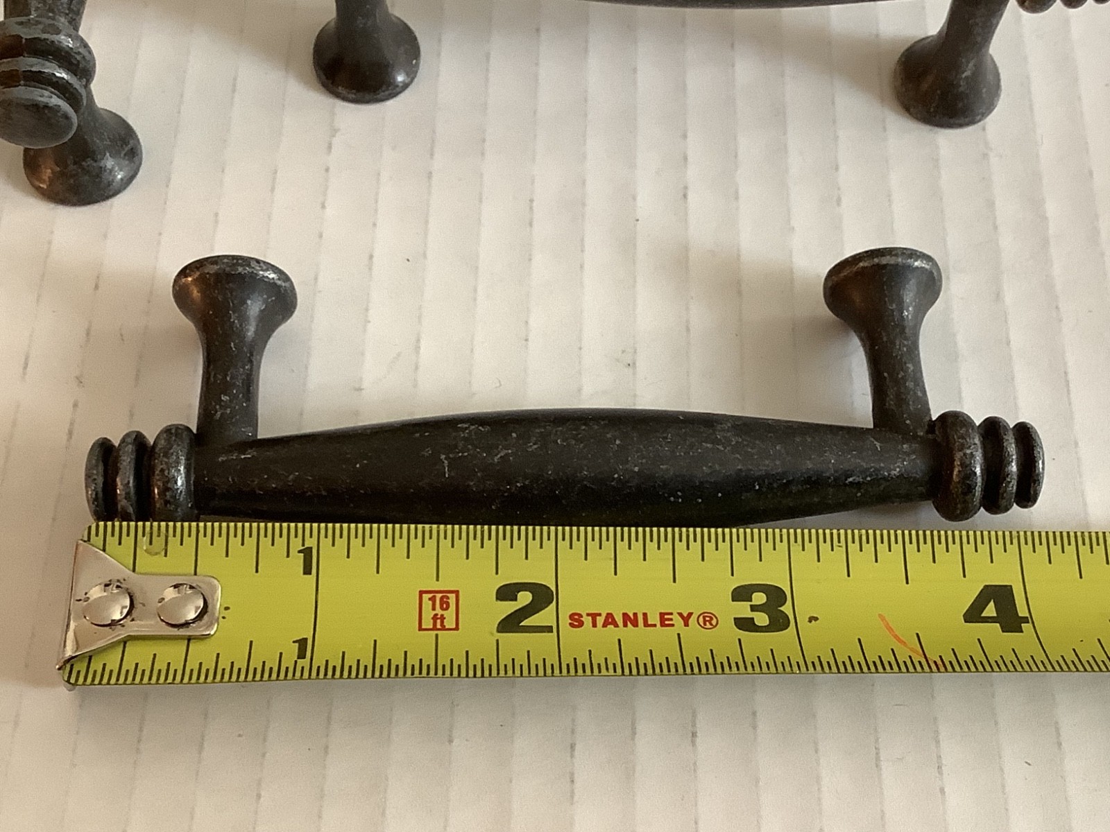 SET OF 8! VINTAGE CABINET DOOR / DRAWER PULLS BLACK /GRAY 3” C TO C