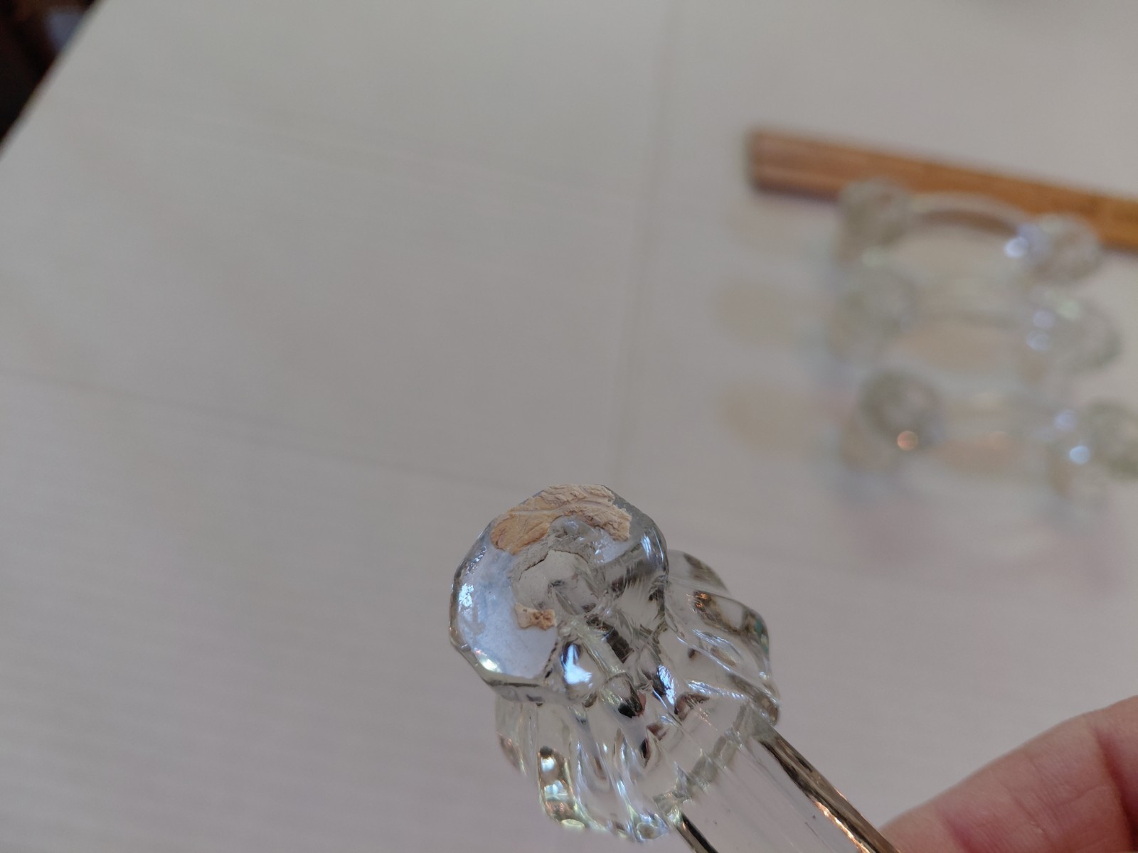 ANTIQUE CLEAR GLASS DRAWER PULLS – LOT OF 9 – 4″ WIDE – 1920’S