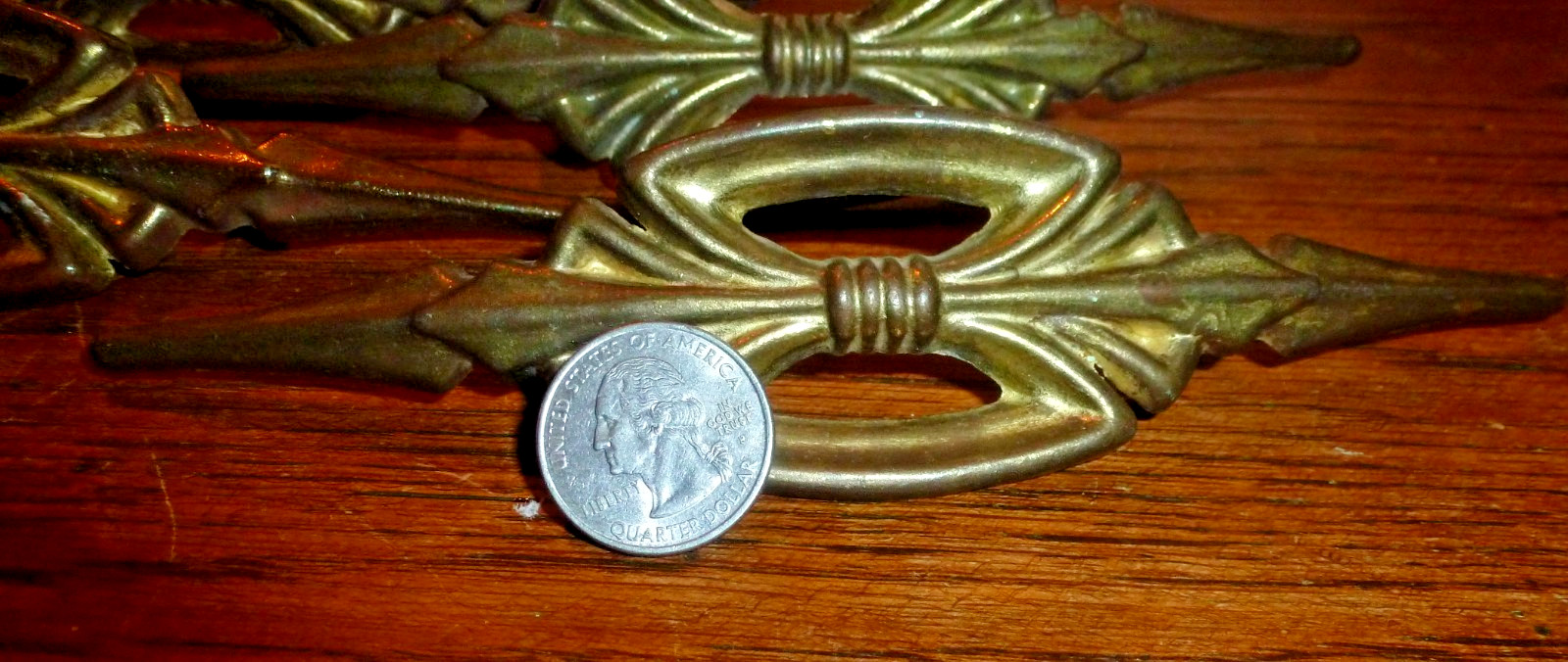 Lot Four Vintage Art Deco Brass Drawer Pulls Hollywood Regency