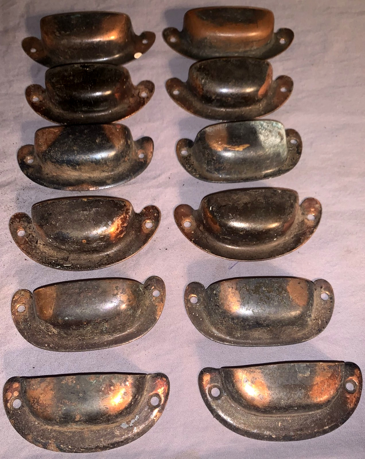 Great Lot 12 Antique Copperish Finish Bin Cabinet Pulls