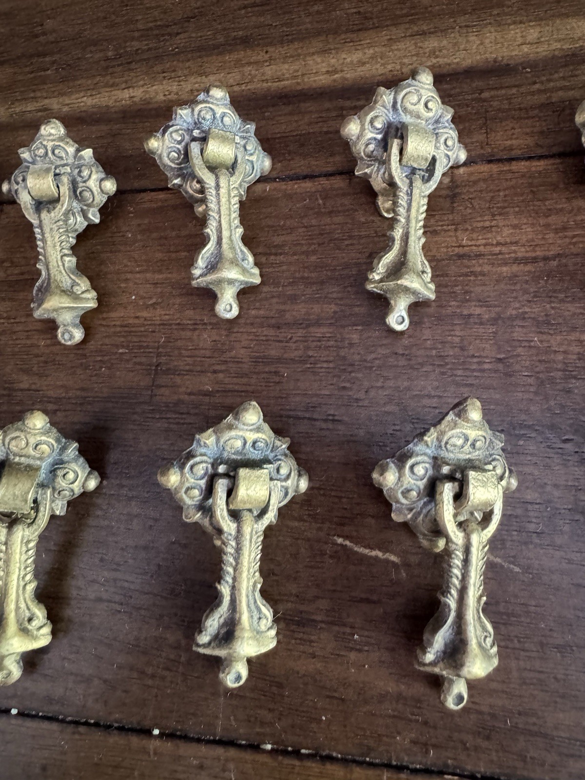 Lot 11 Vintage Antique Brass Drop Bail Drawer Pulls Cabinet Hardware