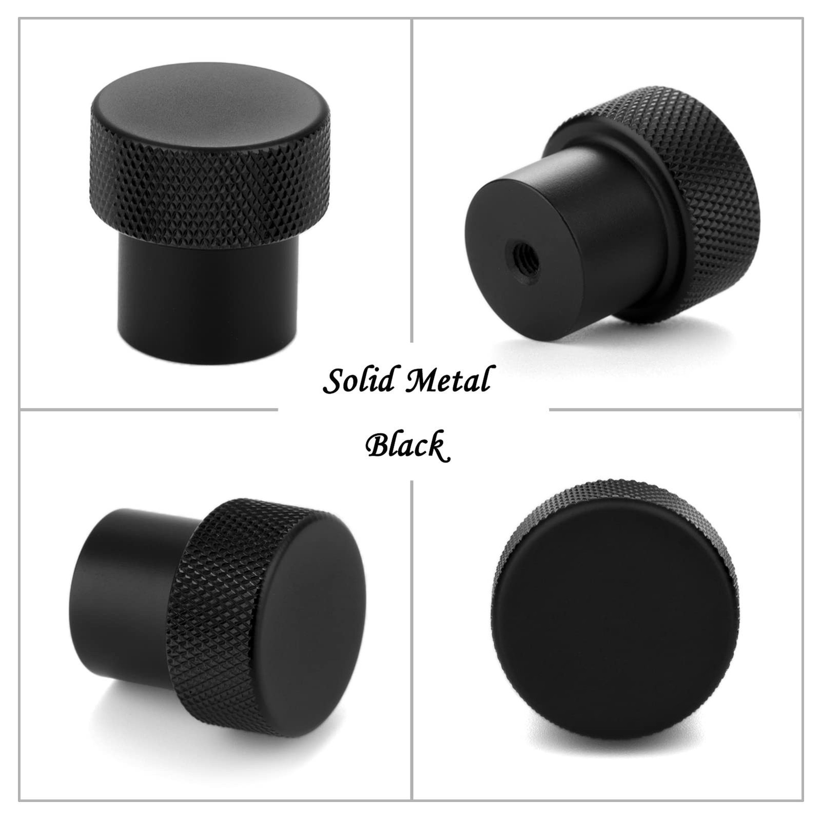 10 Pack 1-1/8 Inch, Knurled Matte Black Cabinet Knobs Black Drawer Knobs Blac…