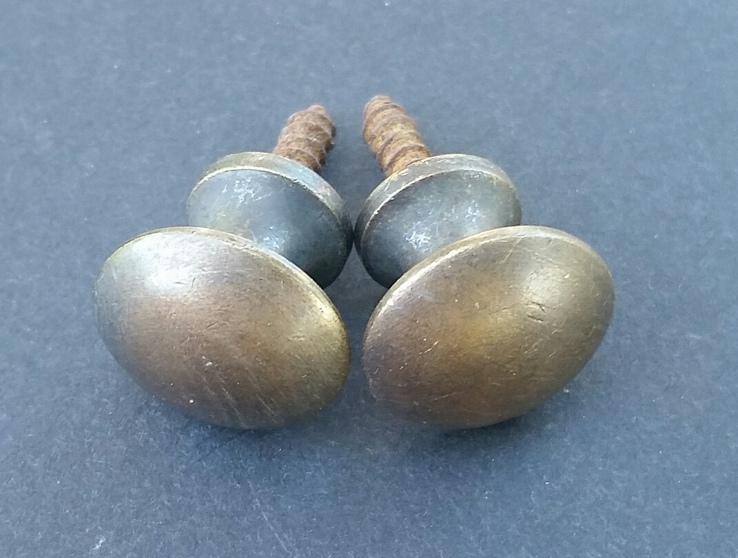 Pair (2) Solid Brass Stacking Barrister Bookcase Hoosier 5/8″ Knobs Pulls #K2