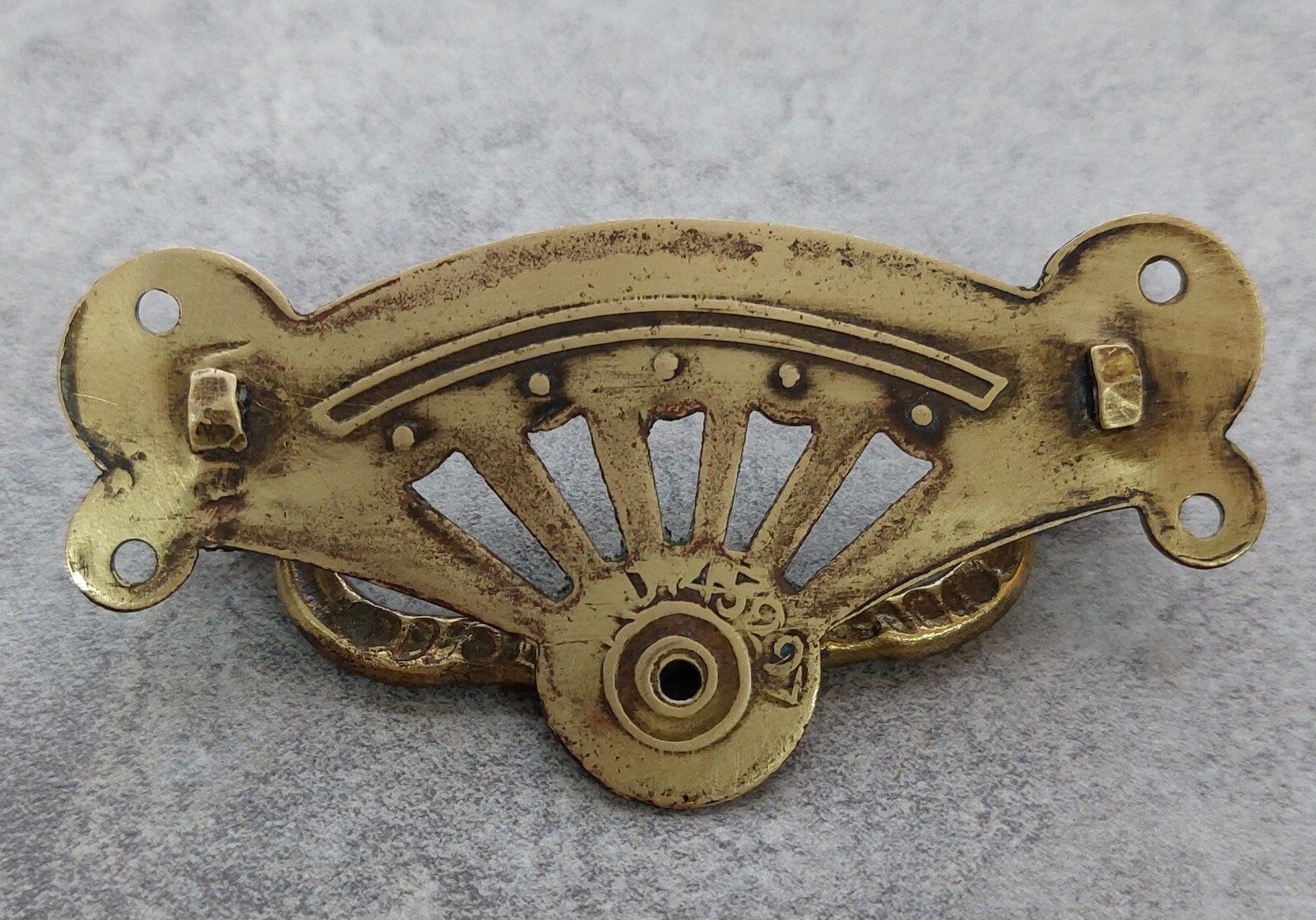 Antique English Brass Drawer Pull c1890 Gold