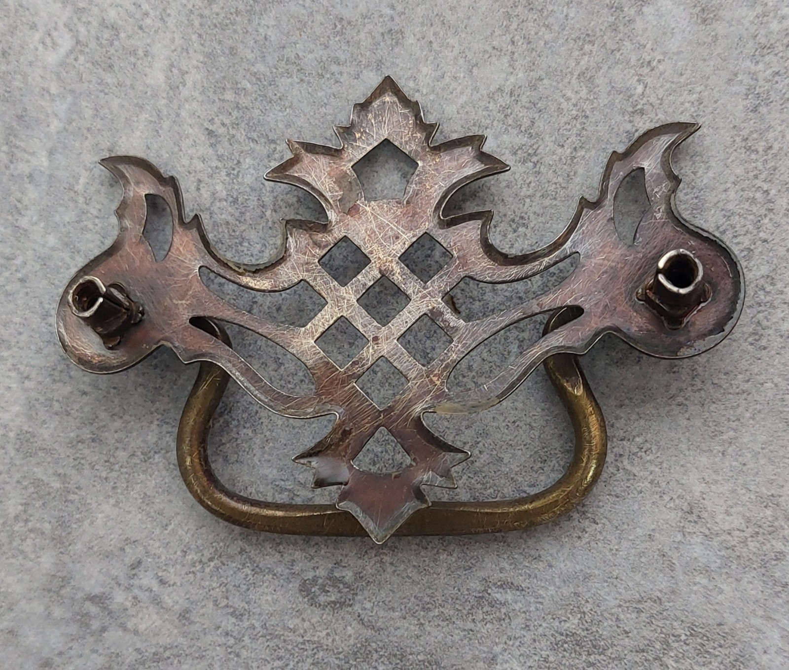 Antique Chippendale Batwing Pierced Drawer Pulls Set Of 9 Steel 3″ Bore