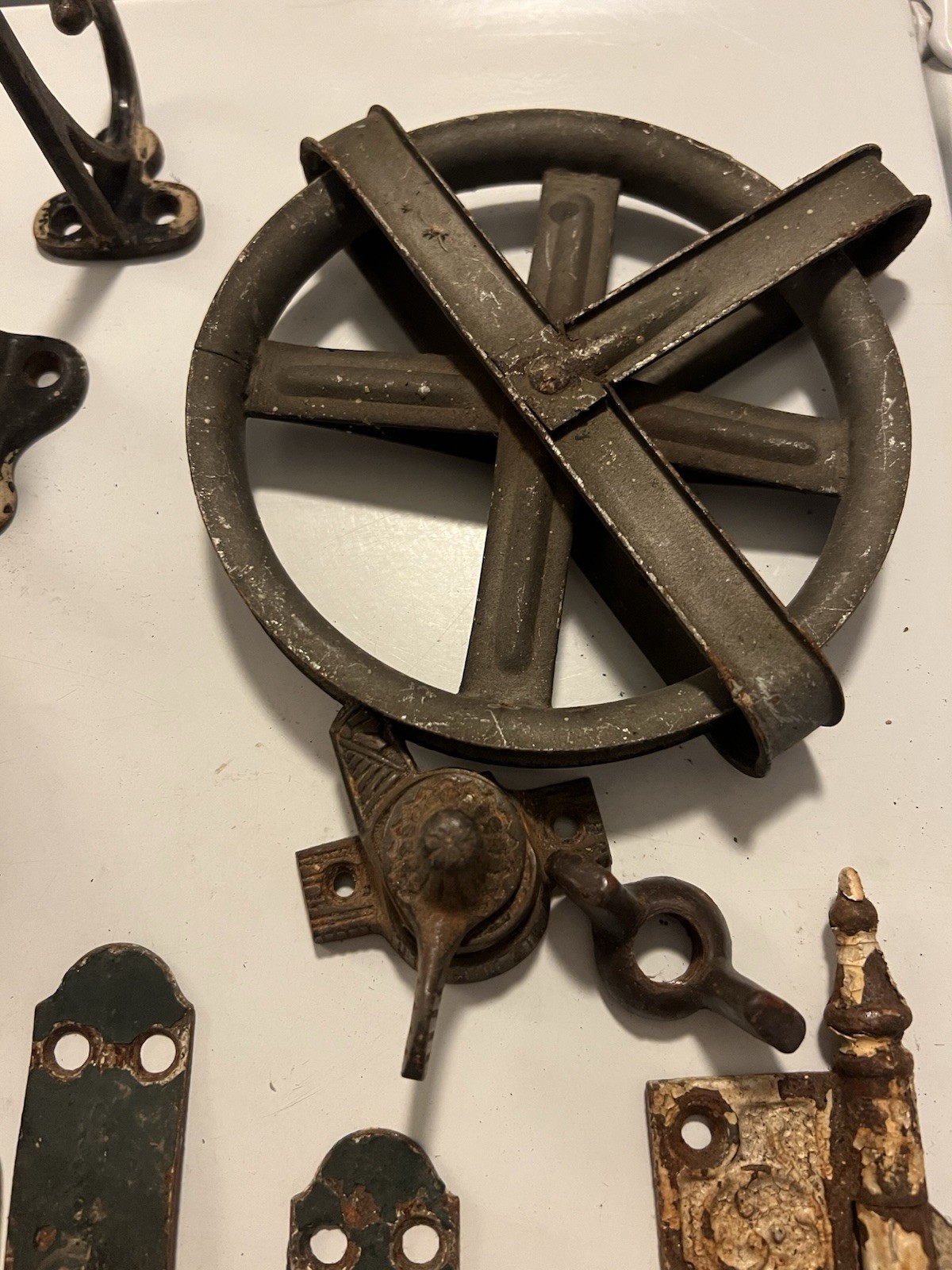 A collection Vintage Antique assorted Window Door hardware LOT 26 Pieces Hooks