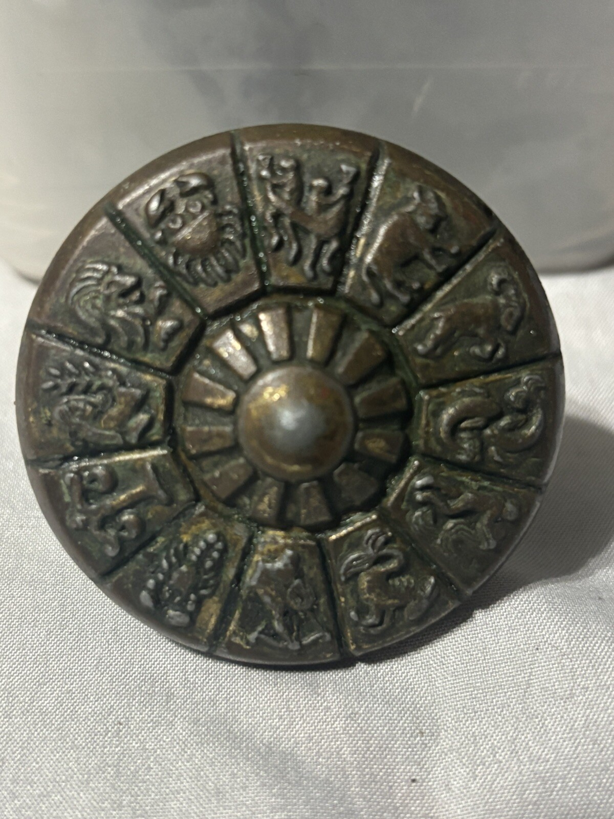 2 In. Ajax Zodiac Knob Brass Vintage Mid Century Dresser Drawer Pull MCM