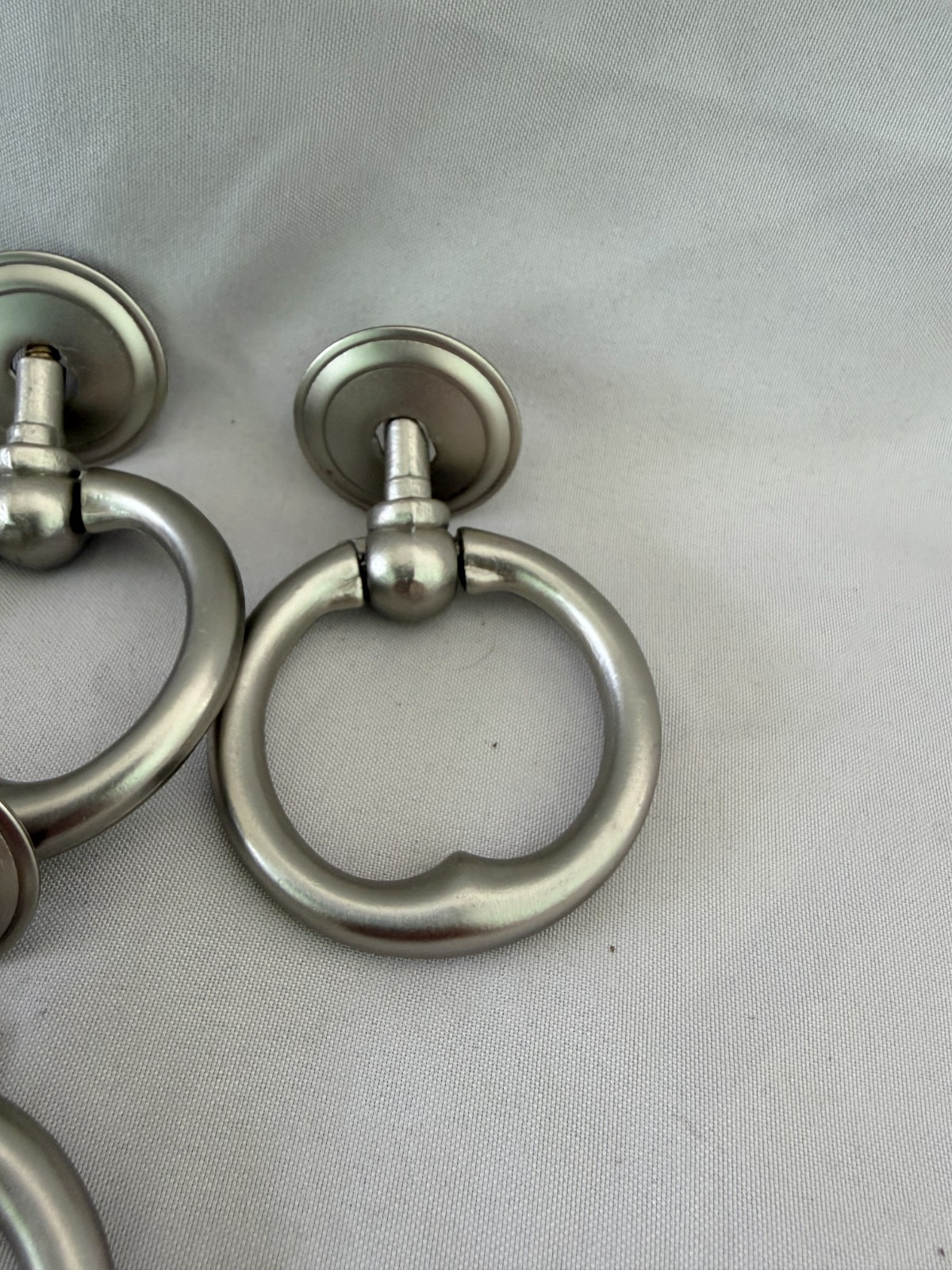 7 Nickel Plated Ring Pull Handle Brass Reclaimed Furniture Hardware Salvage
