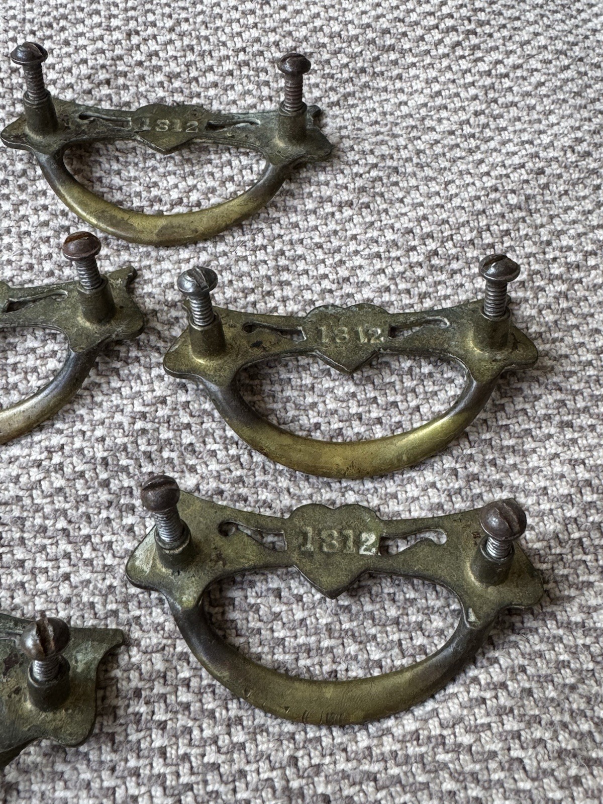 Lot of 9 Antique Dresser Drawer Pulls Handles Brass Bronze & Bronze Tone “1812”