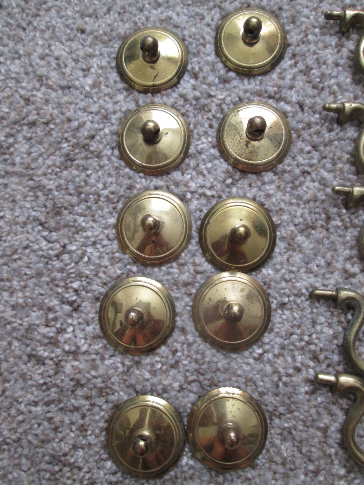 Vintage 5 dresser drop bail pulls solid brass 2.5” wide 3” center A610