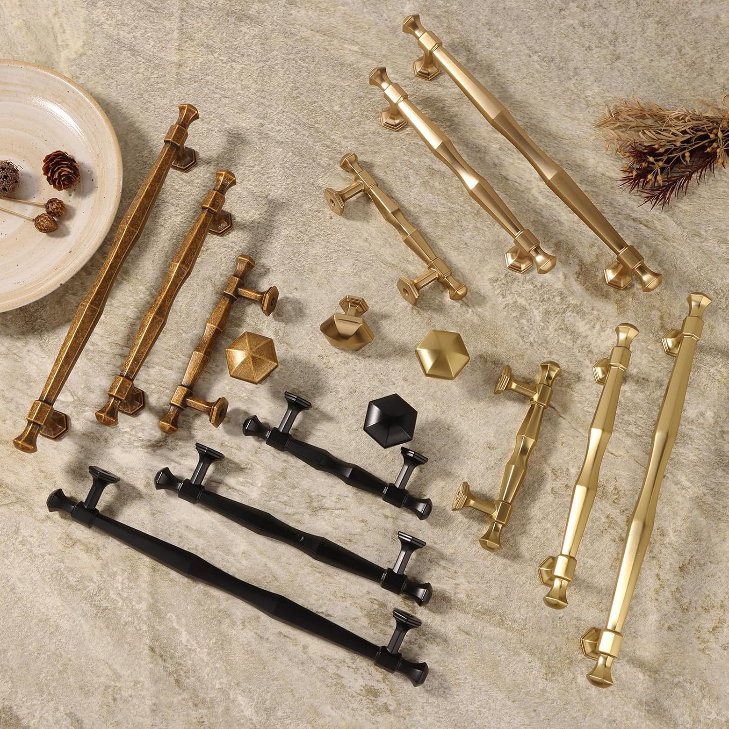 Vintage Antique Brass Cabinet Pulls – 7.5 Inch Handles, 6 Pack