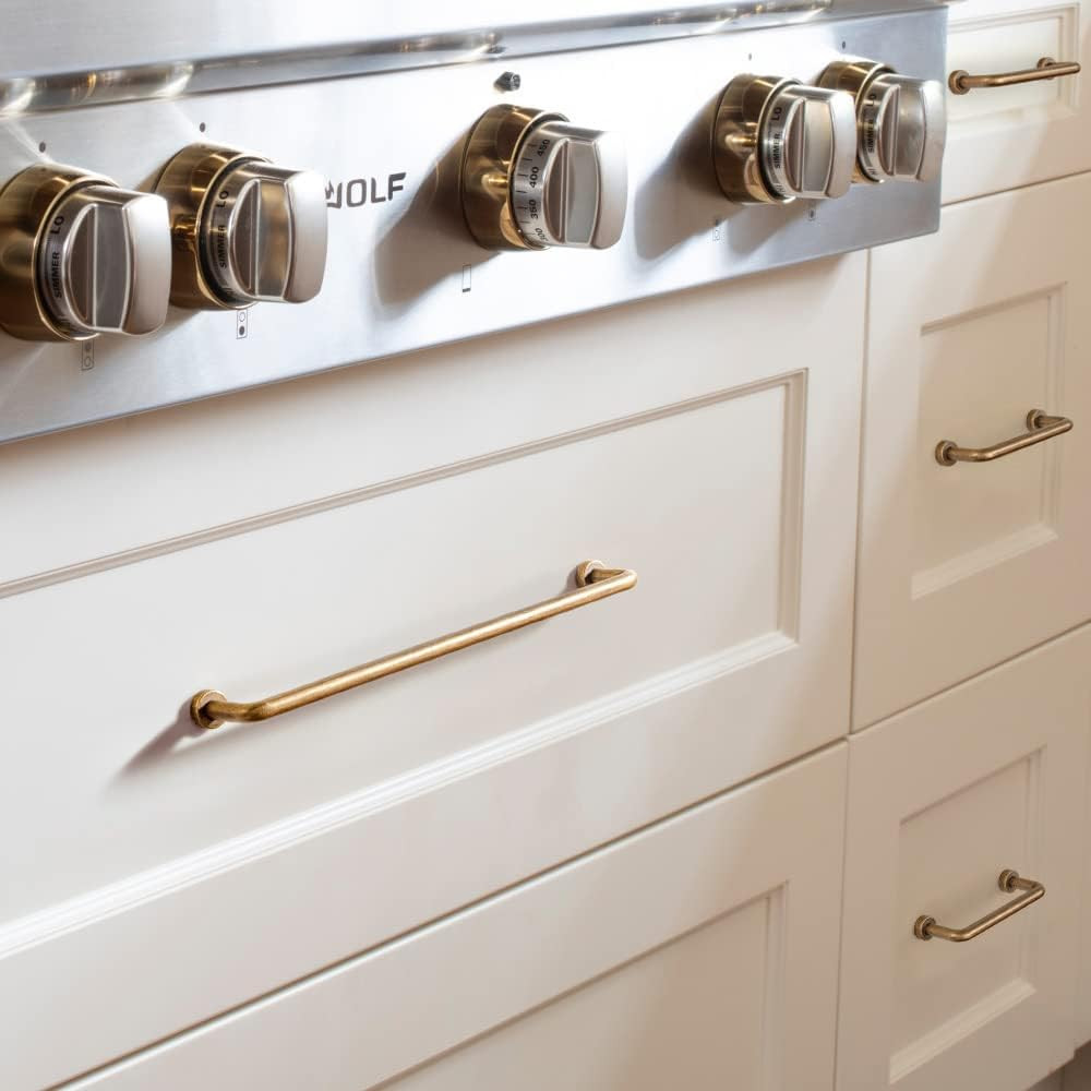 Antique Brass Cabinet Pulls, Solid Zinc Alloy Drawer Handles for Kitchen & Dress