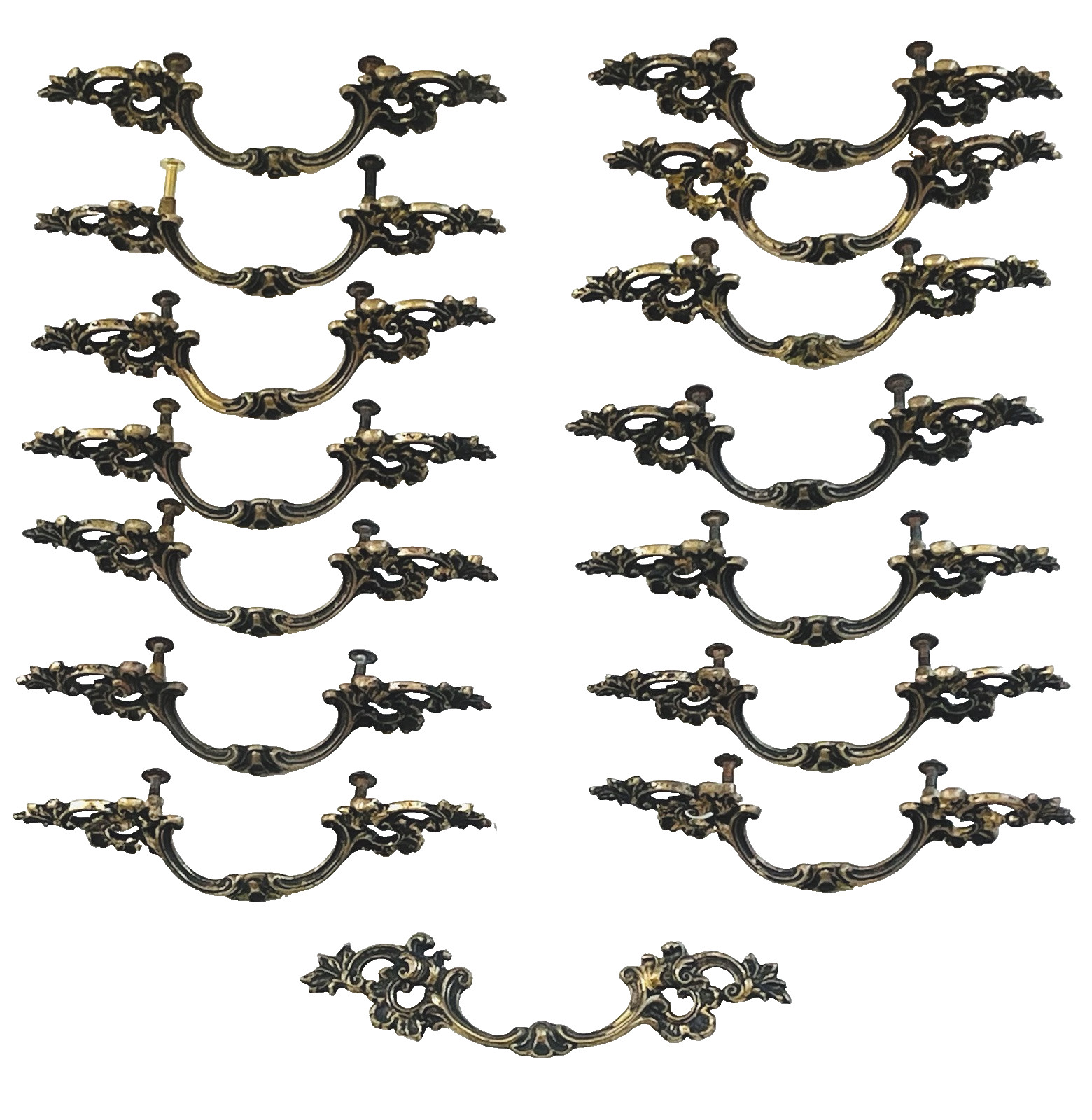 15 VTG KEELER BRASS French Provincial K-376 Drawer Pulls 5 7/8″L 2 1/2″ Centers