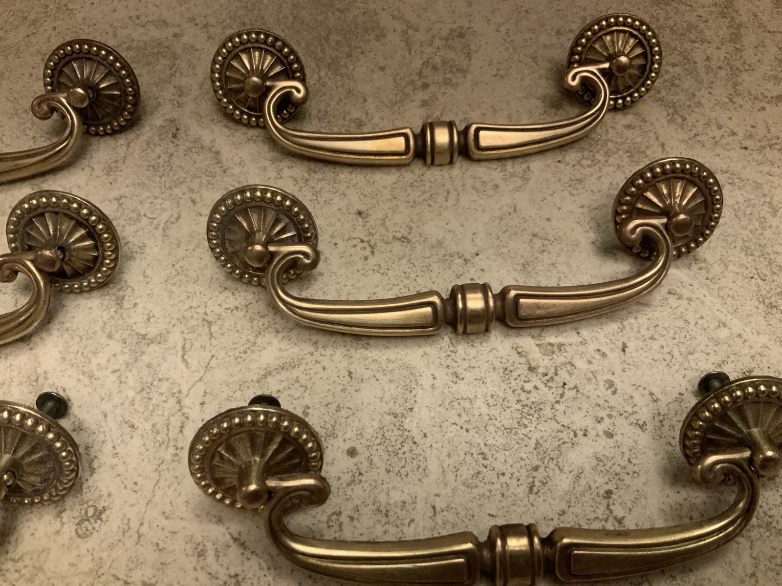 Lot of 8 Keeler Drawer Pulls Antique Brass Victorian Art Deco Drop Bails 5’’ OC