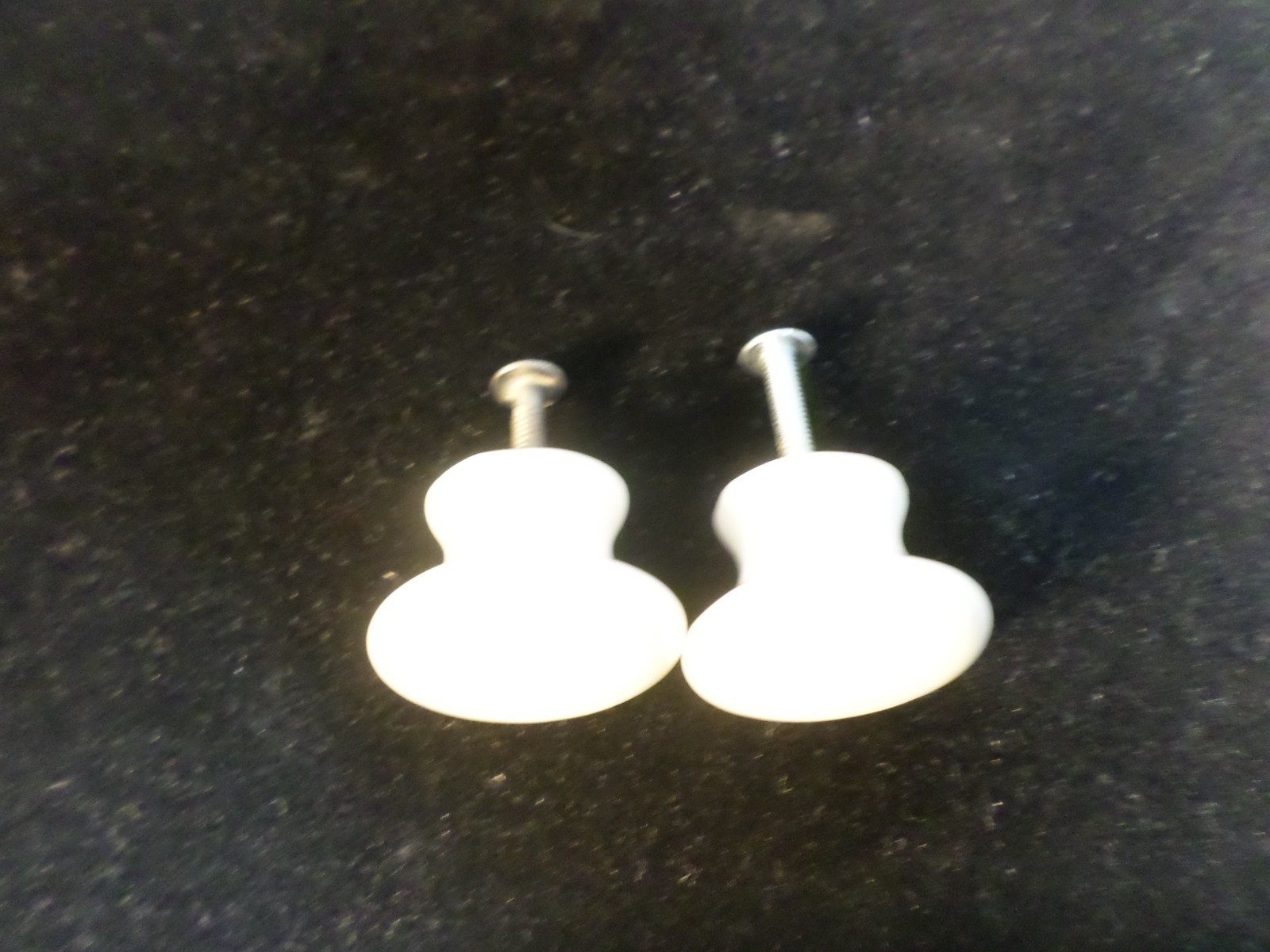 8pc Mid-Century Round White Porcelain Drawer Pulls w/Screws