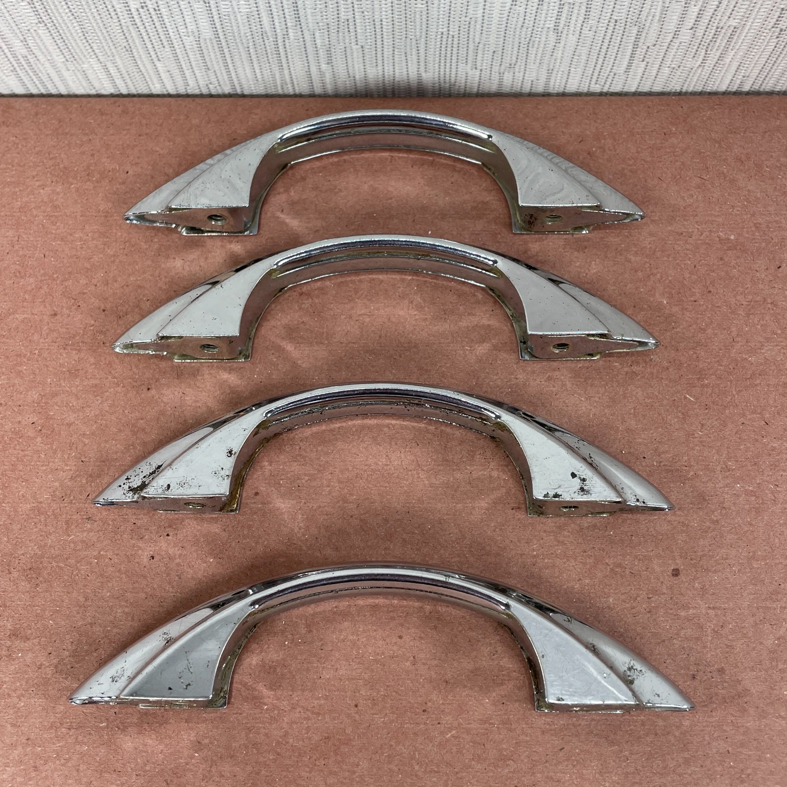 4 Vintage Cabinet Pulls Chrome Plated ( Similar to Youngstown & Amerock E311 )