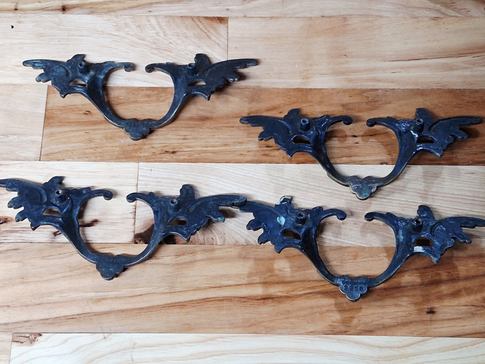 Lot Of 4 Vintage German Ornate Brass Drawer Pulls