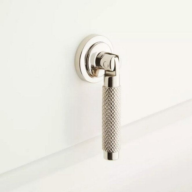 Signature Hardware – Arles Brass Knurled Drop Pull – Polished Nickel