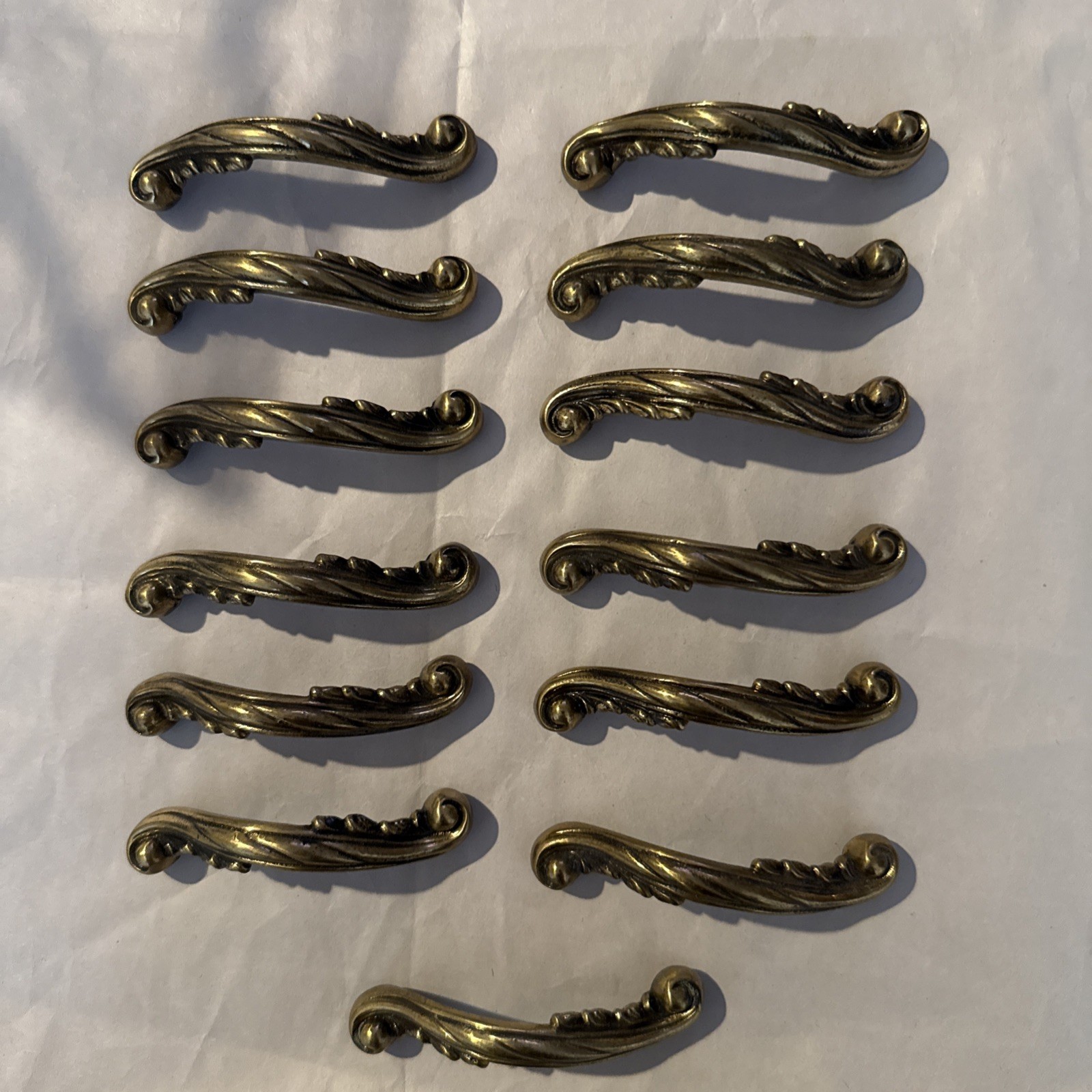 Lot Of 13 Vintage Brass Furniture Handles – 3 1/2” – Germany