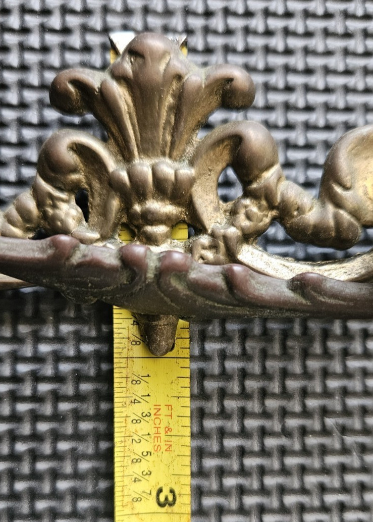 RARE Large Antique Ornate Brass France Chippendale Batwing Drawer Pull FREESHIP