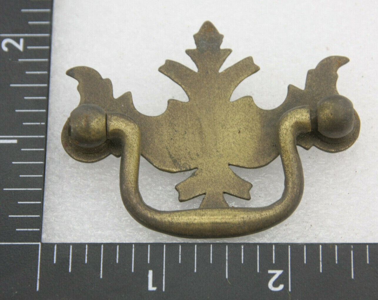 Brass Drawer Pull ~2 1/2″ – Flat – Unknown Maker – Needs Clean & Polish – USED