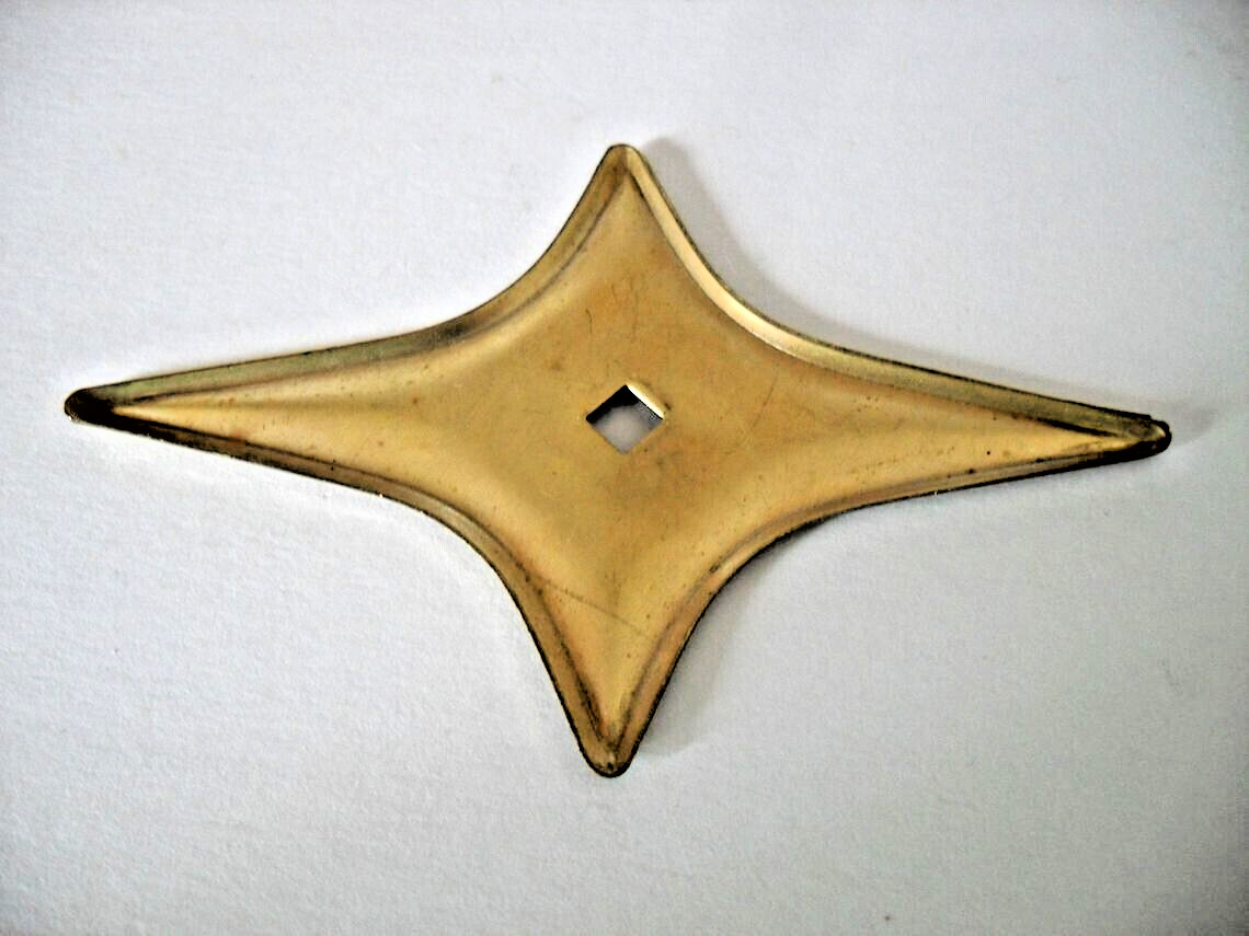 Vintage Satin Antique Brass Star Backplate for Drawer / Cabinet Knobs