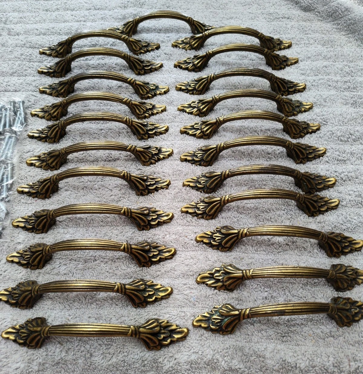 LOT OF 23 Amerock Vintage Handle Drawer Cabinet Pull 1330 Brass French Design