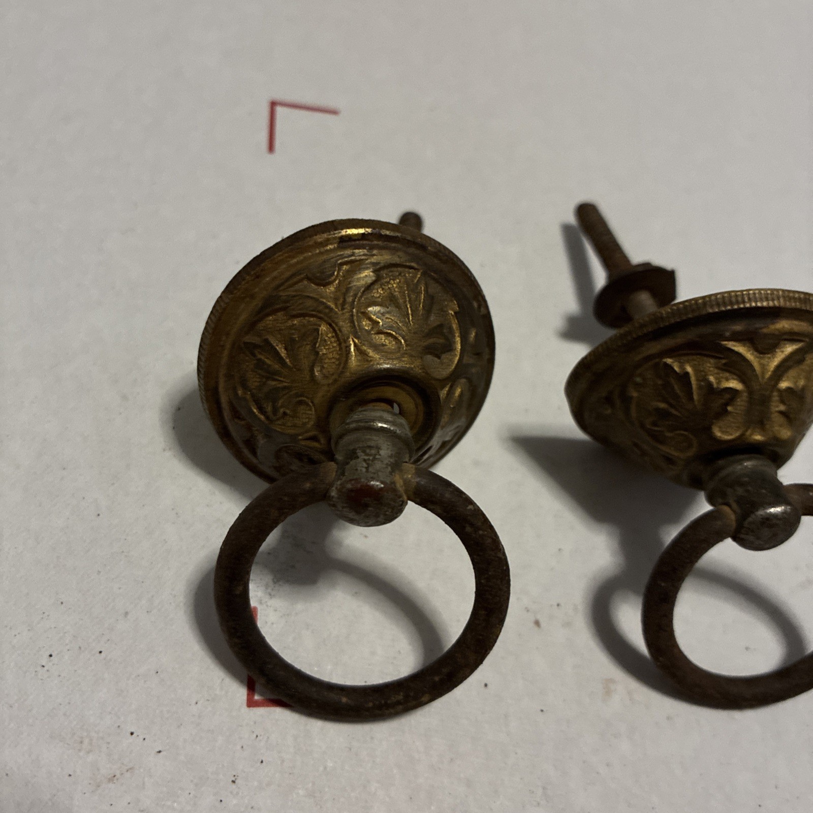 Vintage/Antique Drop Ring Pulls Door Dresser Handles Furniture Hardware Lot of 2