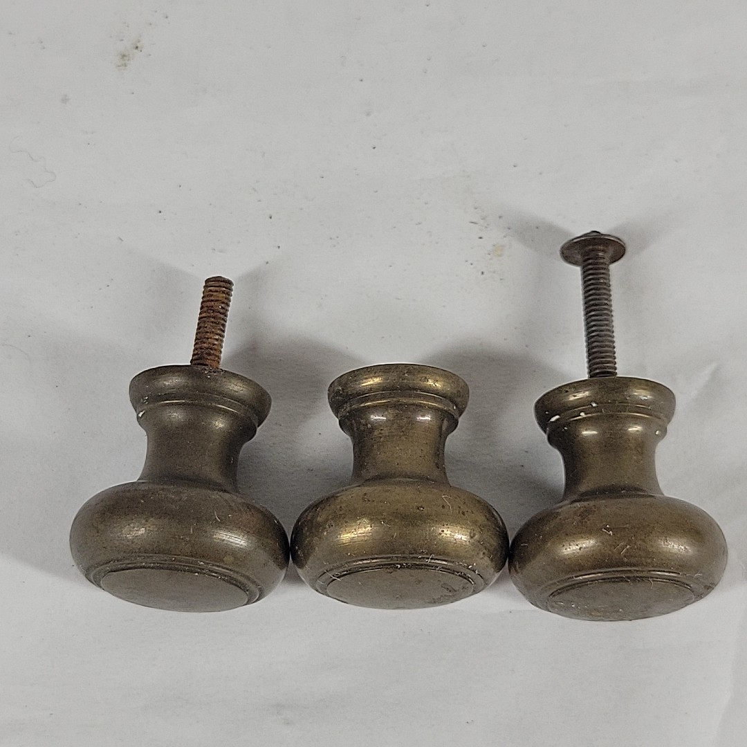 Vintage Brass Drawer Pulls 1 Inch Diameter
