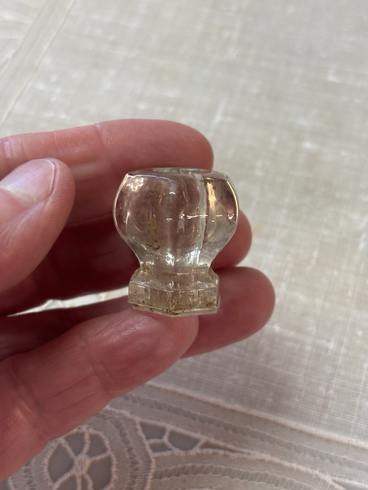 Vtg Set Of 10 Hexagon Shape Clear Glass Drawer Cabinet Pulls With Screws 40’s