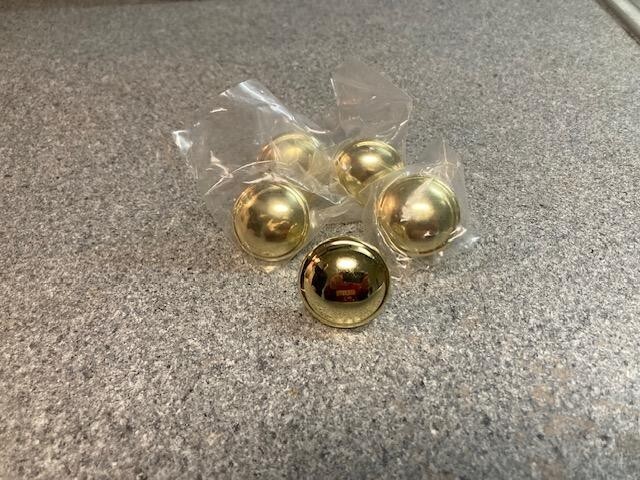 6 Polished Brass Drawer Cabinet Knob Pulls Handles Round Multiple avail.