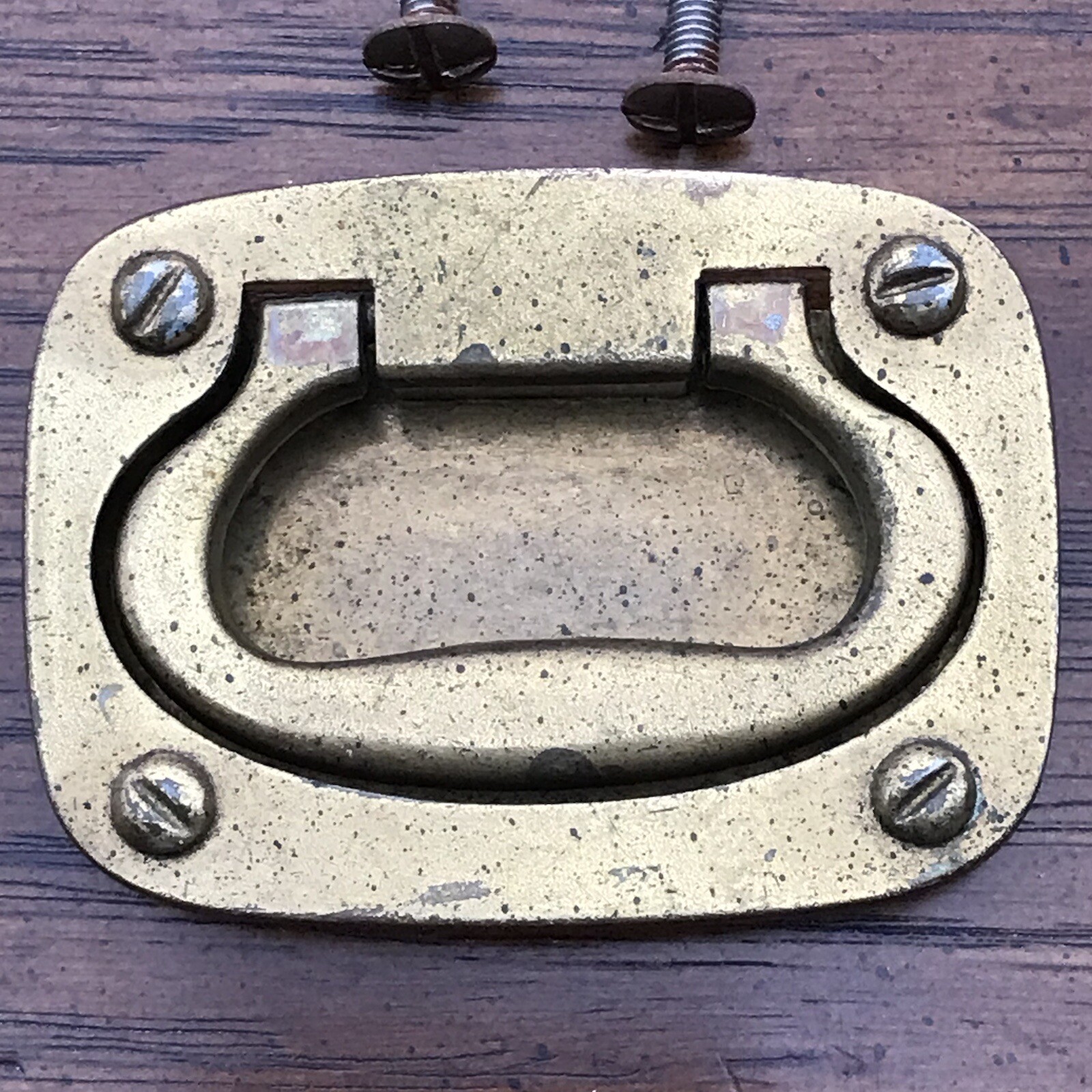 Drexel Oxford Square Drawer Pull Brass Bail Vintage Handle For Campaign Dresser