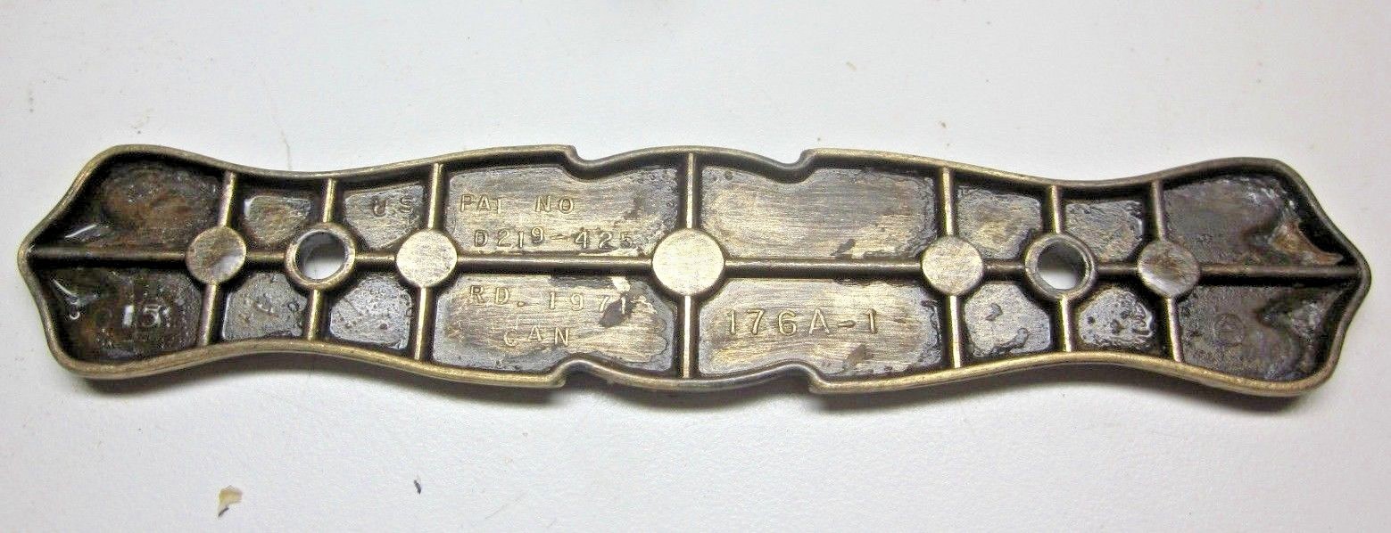 Amerock 176 Carriage 1971 Dark Hammered Brass Pull Handle & Backplate 3″ Centers