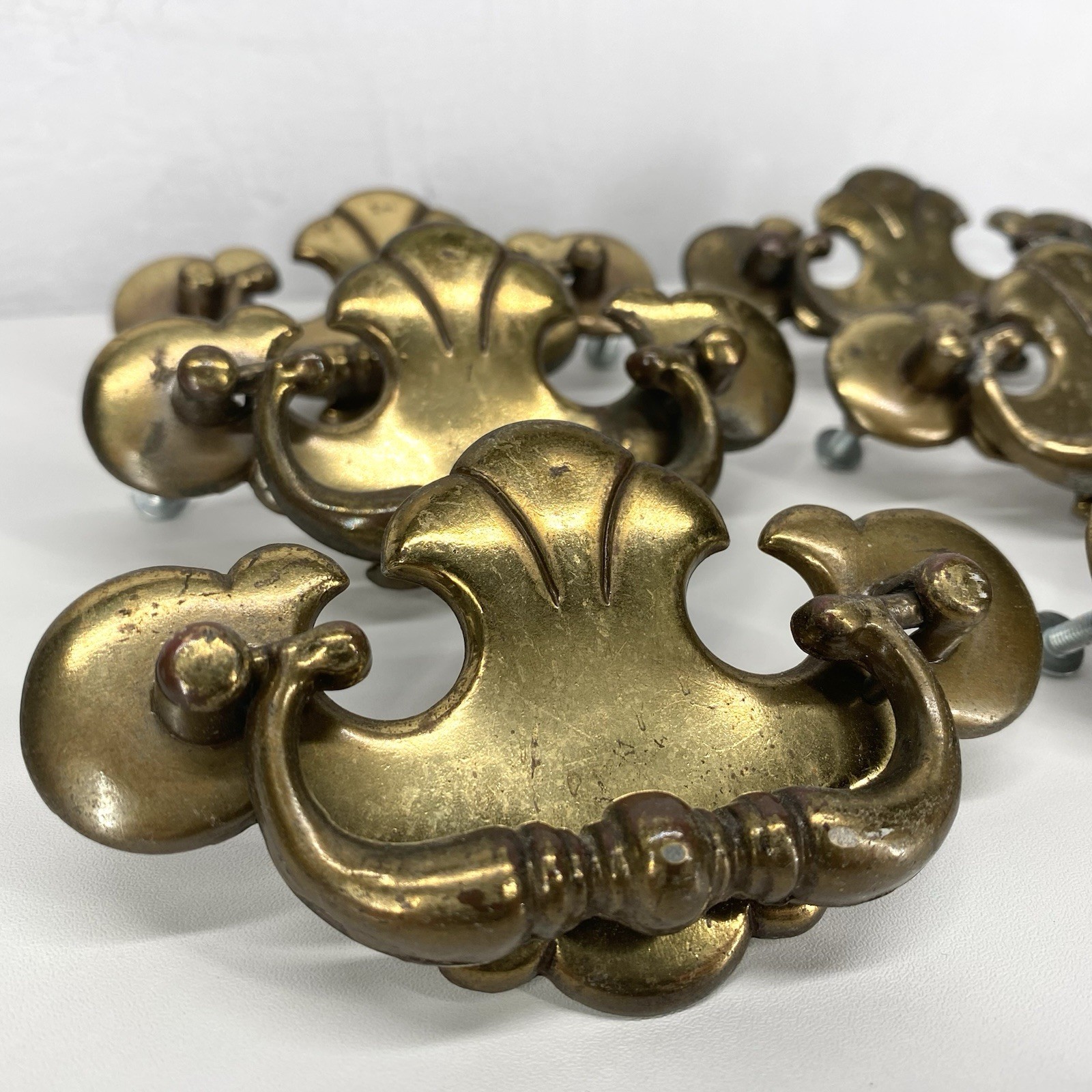 Vintage Gold Ornate Chippendale Batwing Drawer Handles Set Of 6 Reclaimed