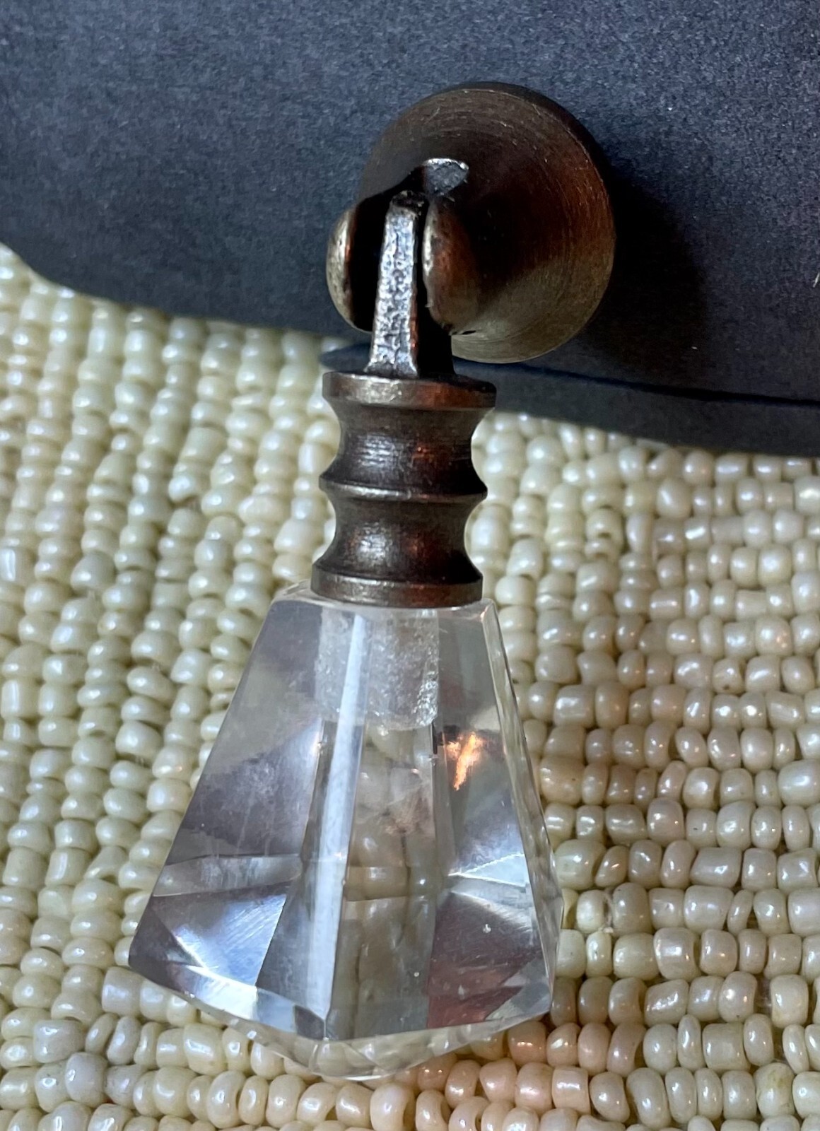 Victorian Teardrop Drawer Pull Handle Drop Knob Prism Glass Brass VTG Cabinet