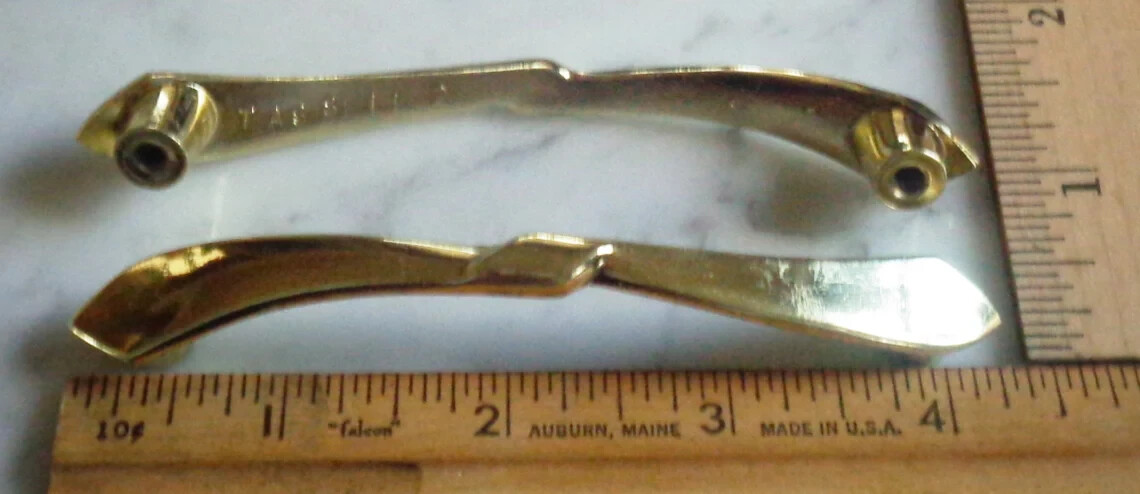 12 “Tessell” Gold Bowtie Cabinet Door Drawer Pull Handles – Vintage 4 1/2 inch