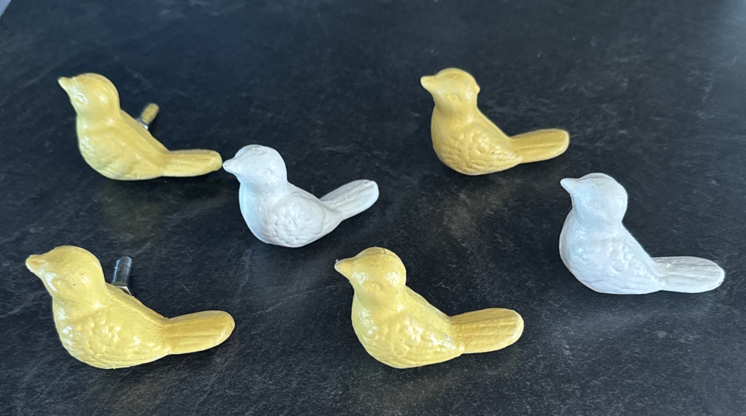 Set Of 6-2.5 Inch Distressed Cast Iron Bird Drawer Cabinet Pulls Screw 1 Inch