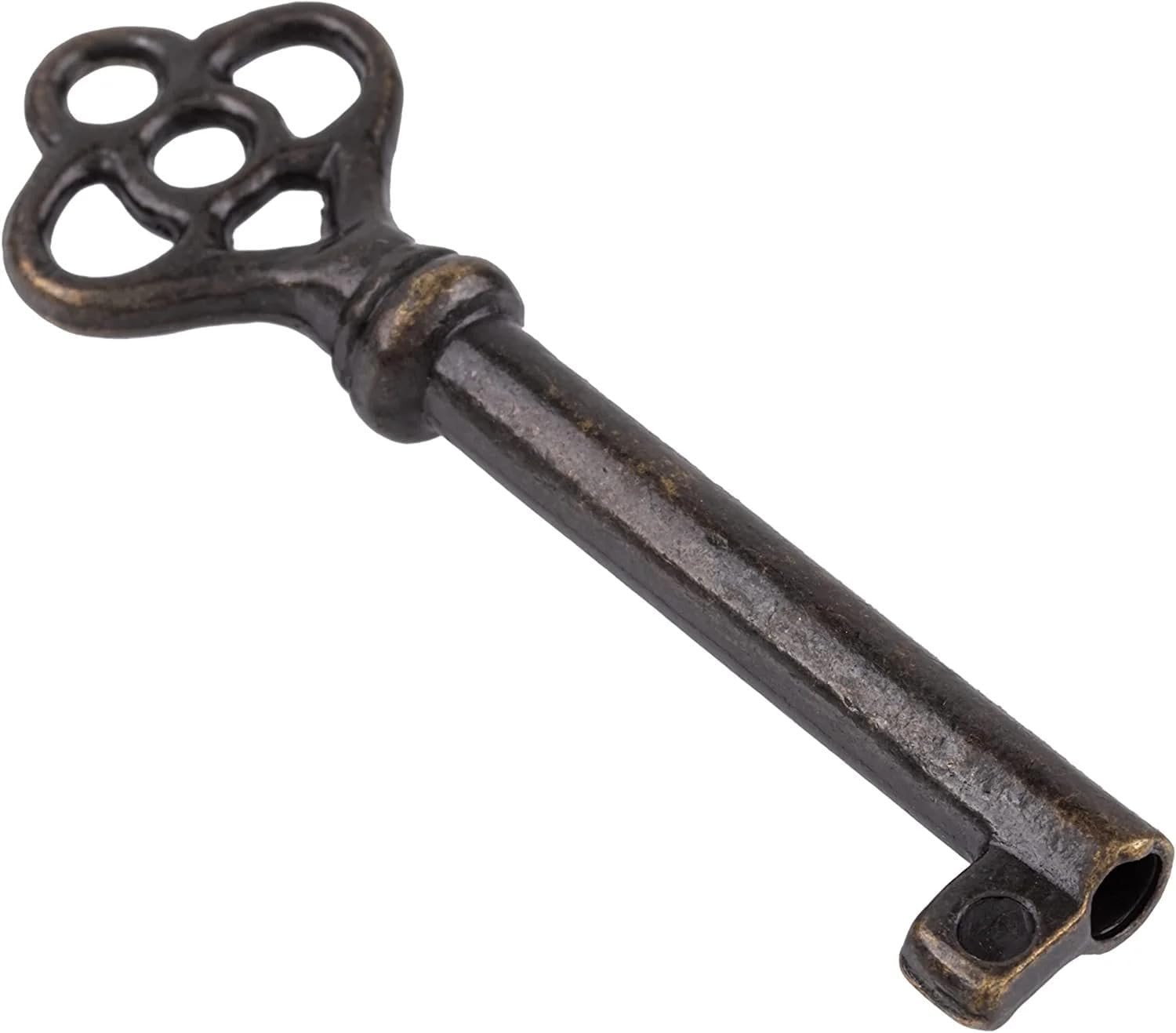 Antique Brass Hollow Barrel Skeleton Key | 2 Pc/Pack | Cabinet Doors, Dresser Dr