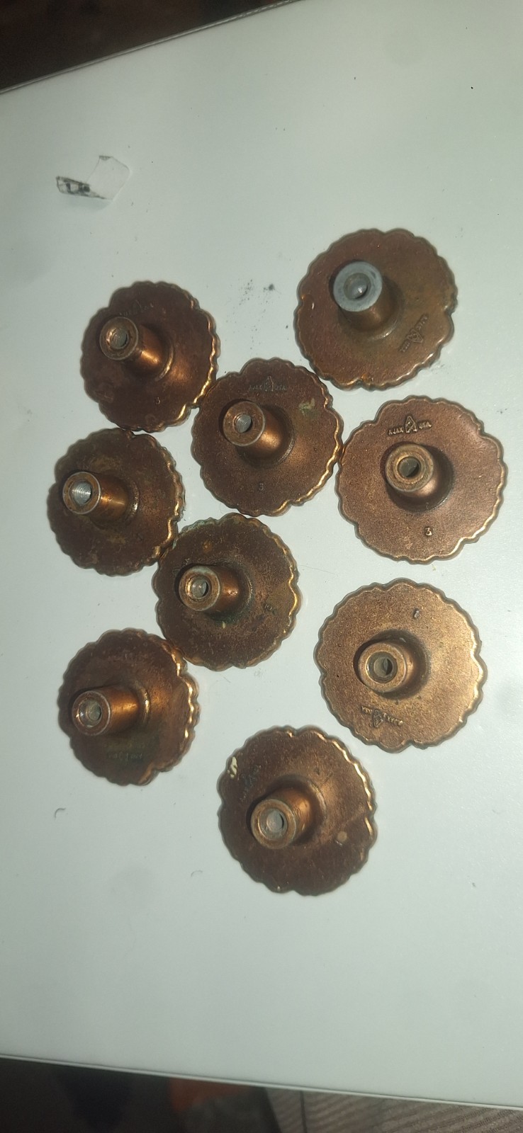2 Vintage Ajax Floral Brush Copper Drawer Cabinet Pulls Knobs French Provincial