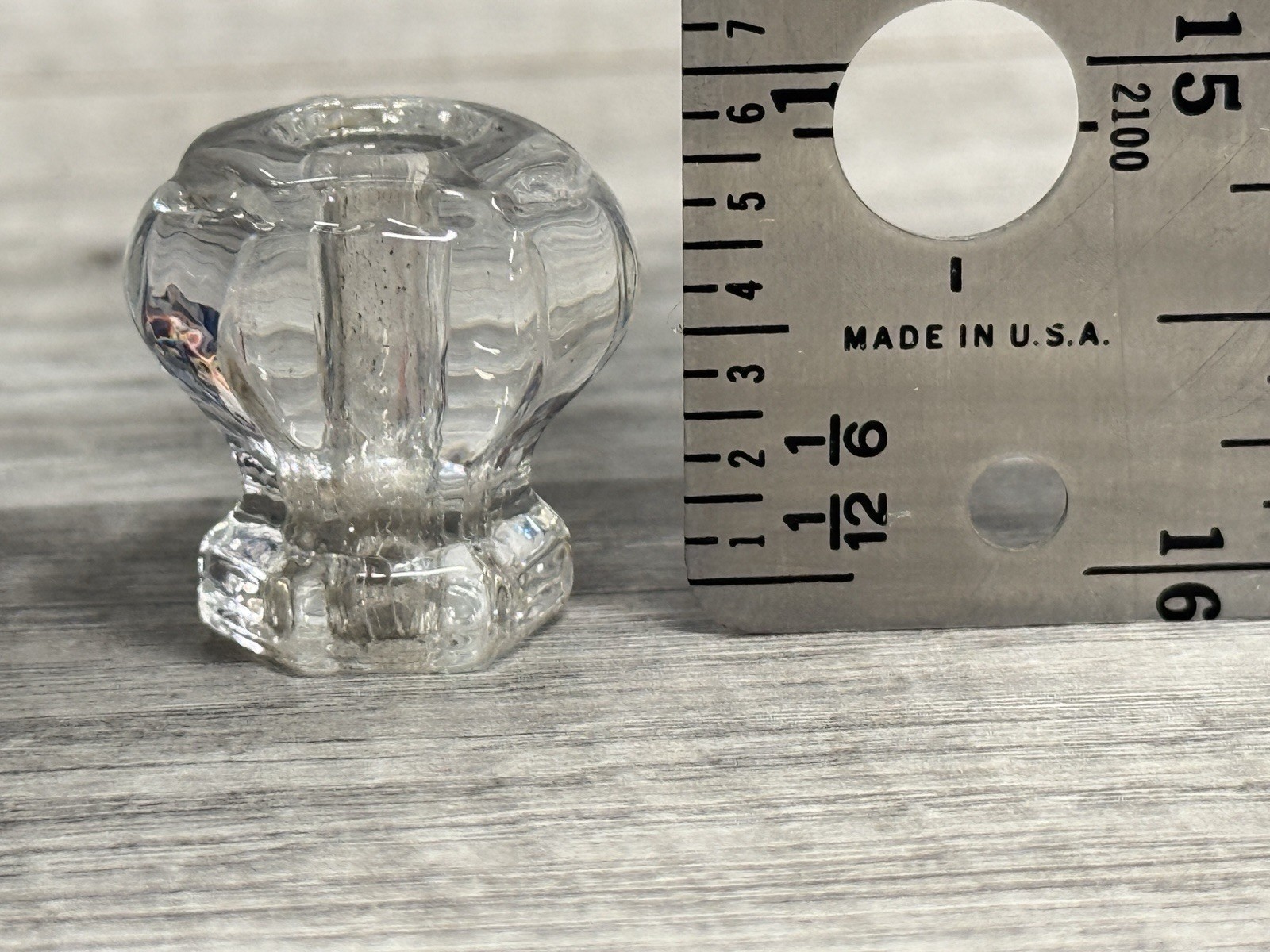 MCM Drawer Pull Knobs Vintage Clear Glass Hexagon Cabinet Hardware Set of 2