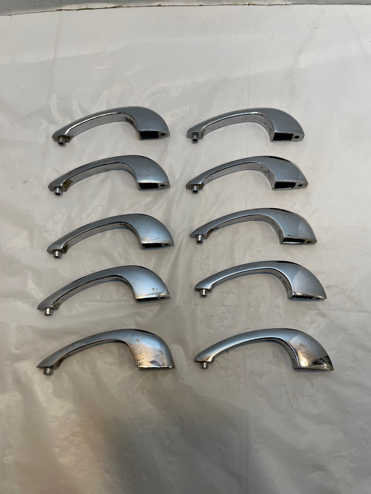 Vintage Chrome Drawer Pull Cabinet Door Handle Ribbed MCM Mid Century- Lot of 10