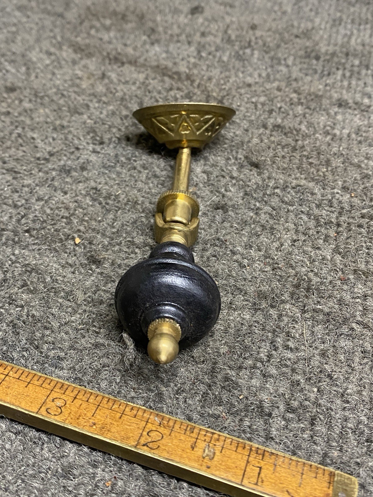 Victorian Eastlake Teardrop Drawer Pulls Drop Knob Brass and Black Ebony Wood